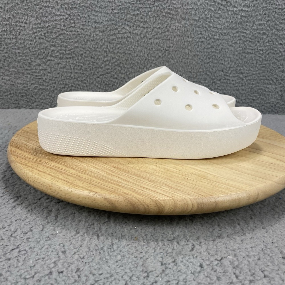 Crocs Shoes Womens 9 White Iconic Comfort Platform Slide Sandal Casual Beach
